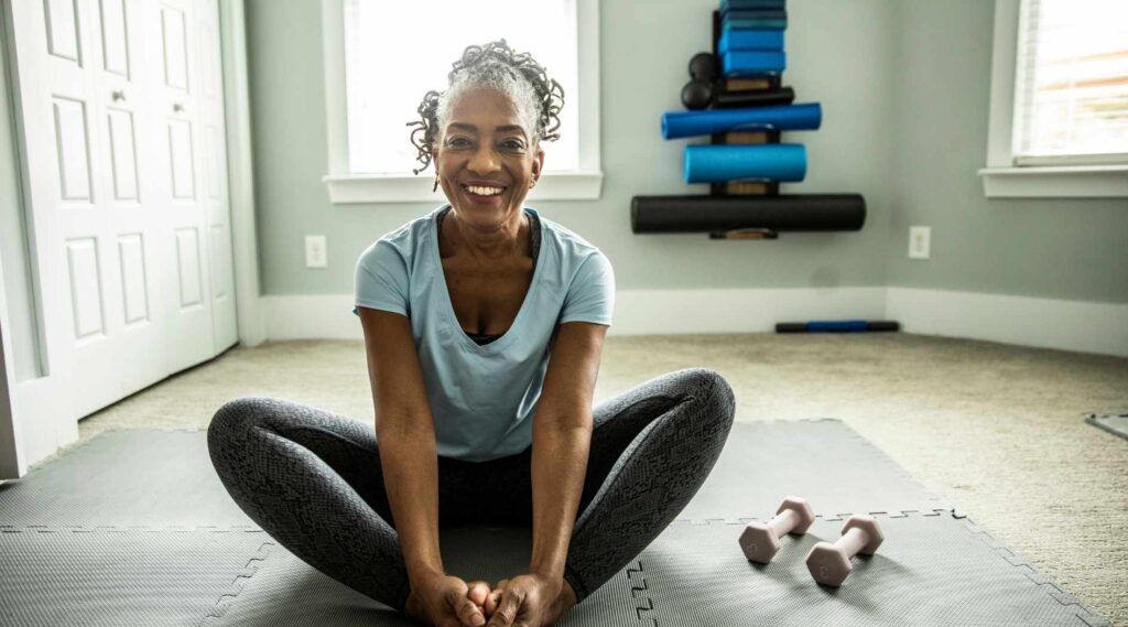 Pratique gym douce sur tapis a domicile